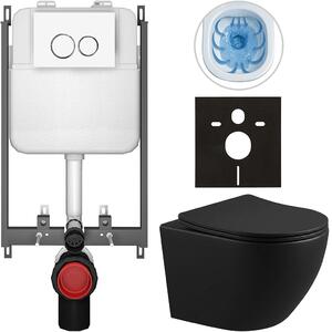 Kompletní WC set Basic/Cesso - černá matná - WC tlačítko Dualo/Bílá - pro zazdění - 49x36 cm - 8050BD86331