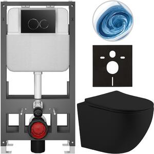 Kompletní WC set Basic/Cesso - černá matná - WC tlačítko Dualo/Černá - volně stojící - předstěnová instalace - 49x36 cm - 8050BD86202