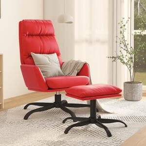 Relaxační křeslo se stoličkou červené umělá kůže