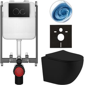 Kompletní WC set Basic/Cesso - černá matná - WC tlačítko Dualo/Černá - pro zazdění - 49x36 cm - 8050BD86201