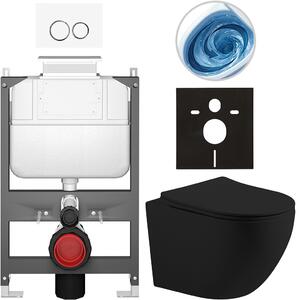 Kompletní WC set Basic/Cesso - černá matná - WC tlačítko Dualo/Bílá - ovládání shora - předstěnová instalace - 49x36 cm - 8050BD86195