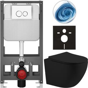 Kompletní WC set Basic/Cesso - černá matná - WC tlačítko Dualo/Bílá - volně stojící - předstěnová instalace - 49x36 cm - 8050BD86197