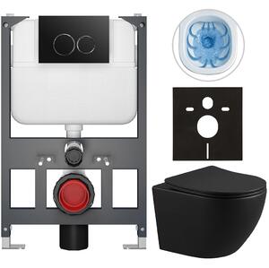 Kompletní WC set Basic/Cesso - černá matná - WC tlačítko Dualo/Černá - závěsné - nízký modul - předstěnová instalace - 49x36 cm - 8050BD86339