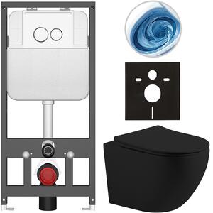 Kompletní WC set Basic/Cesso - černá matná - WC tlačítko Dualo/Bílá - závěsné - předstěnová instalace - 49x36 cm - 8050BD86198
