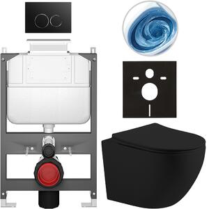 Kompletní WC set Basic/Cesso - černá matná - WC tlačítko Dualo/Černá - ovládání shora - předstěnová instalace - 49x36 cm - 8050BD86200