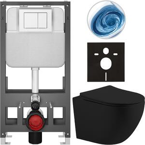 Kompletní WC set Basic/Cesso - černá matná - WC tlačítko Maxio/Bílá - volně stojící - předstěnová instalace - 49x36 cm - 8050BD86212