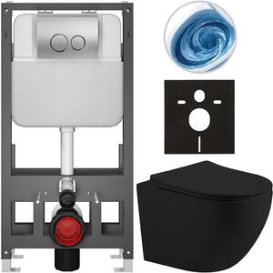 Kompletní WC set Basic/Cesso - černá matná - WC tlačítko Dualo/Stříbrná - volně stojící - předstěnová instalace - 49x36 cm - 8050BD86207