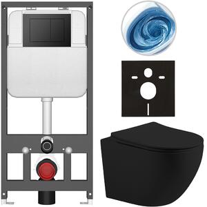 Kompletní WC set Basic/Cesso - černá matná - WC tlačítko Maxio/Černá - závěsné - předstěnová instalace - 49x36 cm - 8050BD86218