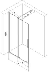 Mexen Velar, posuvné dveře typu Walk-in 70x200 cm, 8mm čiré sklo, bílá, 871-070-000-03-20