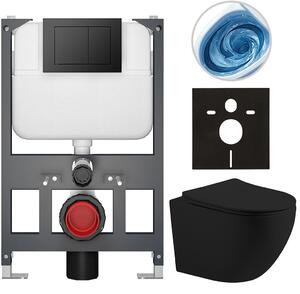 Kompletní WC set Basic/Cesso - černá matná - WC tlačítko Maxio/Černá - závěsné - nízký modul - předstěnová instalace - 49x36 cm - 8050BD86219