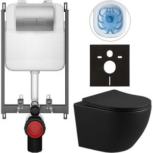 Kompletní WC set Basic/Cesso - černá matná - WC tlačítko Modulo/Stříbrná - pro zazdění - 49x36 cm - 8050BD86371