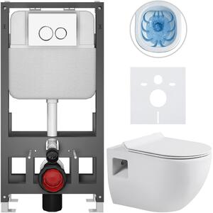 Kompletní WC set Basic/Dure - bílá lesklá - WC tlačítko Dualo/Bílá - volně stojící - předstěnová instalace - 51x35 cm