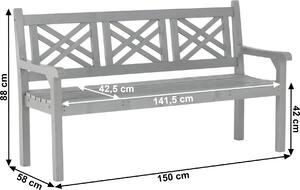 Dřevěná zahradní lavička, šedá, 150 cm, FABLA Mdum