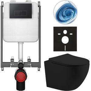 Kompletní WC set Basic/Cesso - černá matná - WC tlačítko Modulo/Černá - pro zazdění - 49x36 cm - 8050BD86231