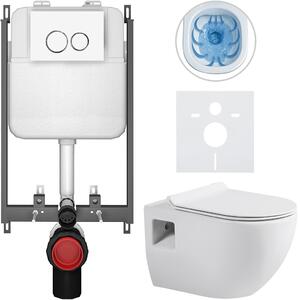 Kompletní WC set Basic/Dure - bílá lesklá - WC tlačítko Dualo/Bílá - pro zazdění - 51x35 cm