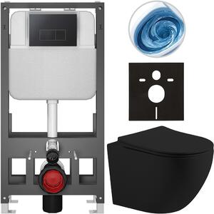 Kompletní WC set Basic/Cesso - černá matná - WC tlačítko Modulo/Černá - volně stojící - předstěnová instalace - 49x36 cm - 8050BD86232