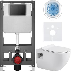 Kompletní WC set Basic/Dure - bílá lesklá - WC tlačítko Maxio/Černá - volně stojící - předstěnová instalace - 51x35 cm