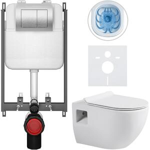 Kompletní WC set Basic/Dure - bílá lesklá - WC tlačítko Maxio/Stříbrná - pro zazdění - 51x35 cm