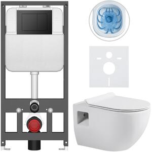 Kompletní WC set Basic/Dure - bílá lesklá - WC tlačítko Maxio/Černá - závěsné - předstěnová instalace - 51x35 cm