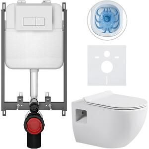 Kompletní WC set Basic/Dure - bílá lesklá - WC tlačítko Modulo/Bílá - pro zazdění - 51x35 cm