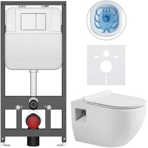 Kompletní WC set Basic/Dure - bílá lesklá - WC tlačítko Maxio/Bílá - závěsné - předstěnová instalace - 51x35 cm