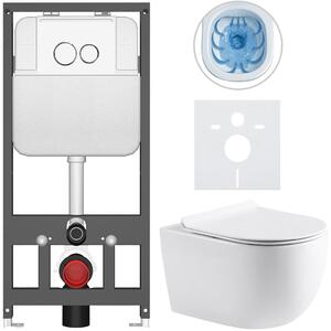 Kompletní WC set Basic/Felci - bílá lesklá - WC tlačítko Dualo/Bílá - závěsné - předstěnová instalace - 53x37 cm