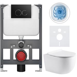 Kompletní WC set Basic/Felci - bílá lesklá - WC tlačítko Dualo/Černá - závěsné - nízký modul - předstěnová instalace - 53x37 cm