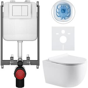 Kompletní WC set Basic/Felci - bílá lesklá - WC tlačítko Maxio/Bílá - pro zazdění - 53x37 cm