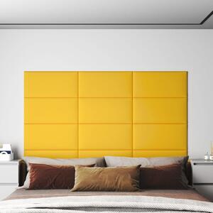 Nástěnné panely 12 ks žluté 60 x 30 cm samet 2,16 m²