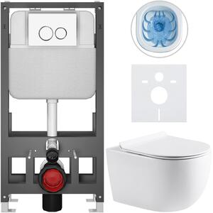 Kompletní WC set Basic/Felci - bílá lesklá - WC tlačítko Dualo/Bílá - volně stojící - předstěnová instalace - 53x37 cm