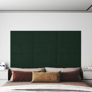 Nástěnné panely 12 ks tmavě zelené 60 x 30 cm samet 2,16 m²