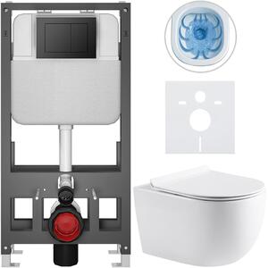 Kompletní WC set Basic/Felci - bílá lesklá - WC tlačítko Maxio/Černá - volně stojící - předstěnová instalace - 53x37 cm