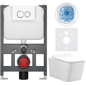 Kompletní WC set Basic/Forte - bílá lesklá - WC tlačítko Dualo/Bílá - závěsné - nízký modul - předstěnová instalace - 51x36 cm