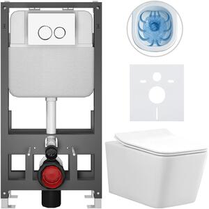 Kompletní WC set Basic/Forte - bílá lesklá - WC tlačítko Dualo/Bílá - volně stojící - předstěnová instalace - 51x36 cm