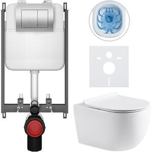 Kompletní WC set Basic/Felci - bílá lesklá - WC tlačítko Maxio/Stříbrná - pro zazdění - 53x37 cm