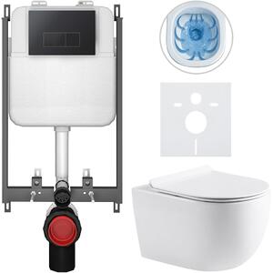 Kompletní WC set Basic/Felci - bílá lesklá - WC tlačítko Modulo/Černá - pro zazdění - 53x37 cm