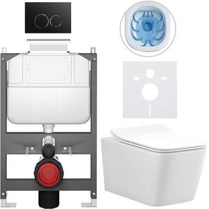 Kompletní WC set Basic/Forte - bílá lesklá - WC tlačítko Dualo/Černá - ovládání shora - předstěnová instalace - 51x36 cm