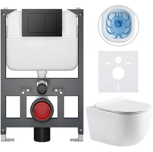 Kompletní WC set Basic/Felci - bílá lesklá - WC tlačítko Maxio/Černá - závěsné - nízký modul - předstěnová instalace - 53x37 cm
