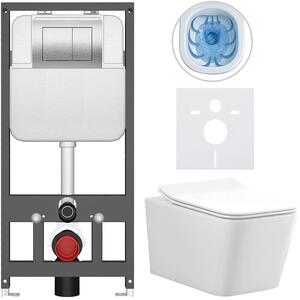 Kompletní WC set Basic/Forte - bílá lesklá - WC tlačítko Maxio/Stříbrná - závěsné - předstěnová instalace - 51x36 cm