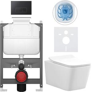 Kompletní WC set Basic/Forte - bílá lesklá - WC tlačítko Modulo/Černá - ovládání shora - předstěnová instalace - 51x36 cm