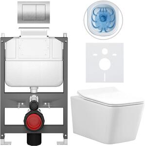 Kompletní WC set Basic/Forte - bílá lesklá - WC tlačítko Maxio/Stříbrná - ovládání shora - předstěnová instalace - 51x36 cm