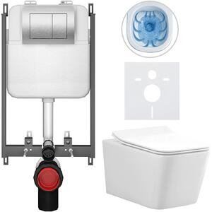 Kompletní WC set Basic/Forte - bílá lesklá - WC tlačítko Maxio/Stříbrná - pro zazdění - 51x36 cm