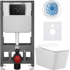 Kompletní WC set Basic/Forte - bílá lesklá - WC tlačítko Dualo/Černá - volně stojící - předstěnová instalace - 51x36 cm
