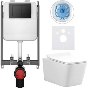 Kompletní WC set Basic/Forte - bílá lesklá - WC tlačítko Maxio/Černá - pro zazdění - 51x36 cm