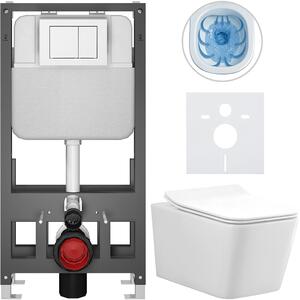 Kompletní WC set Basic/Forte - bílá lesklá - WC tlačítko Maxio/Bílá - volně stojící - předstěnová instalace - 51x36 cm