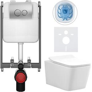 Kompletní WC set Basic/Forte - bílá lesklá - WC tlačítko Dualo/Stříbrná - pro zazdění - 51x36 cm