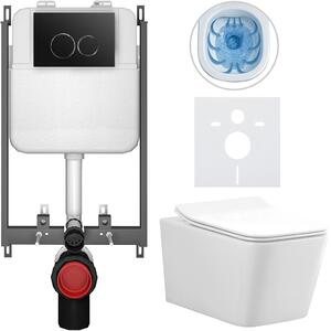 Kompletní WC set Basic/Forte - bílá lesklá - WC tlačítko Dualo/Černá - pro zazdění - 51x36 cm