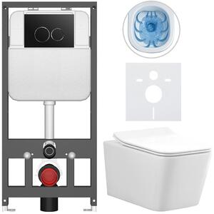 Kompletní WC set Basic/Forte - bílá lesklá - WC tlačítko Dualo/Černá - závěsné - předstěnová instalace - 51x36 cm