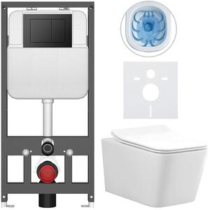 Kompletní WC set Basic/Forte - bílá lesklá - WC tlačítko Maxio/Černá - závěsné - předstěnová instalace - 51x36 cm