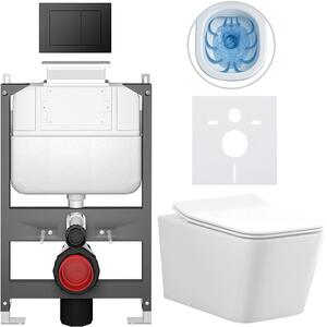 Kompletní WC set Basic/Forte - bílá lesklá - WC tlačítko Maxio/Černá - ovládání shora - předstěnová instalace - 51x36 cm